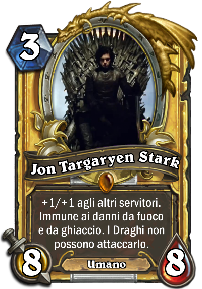 carta Jon Targaryen Stark Game of Thrones
