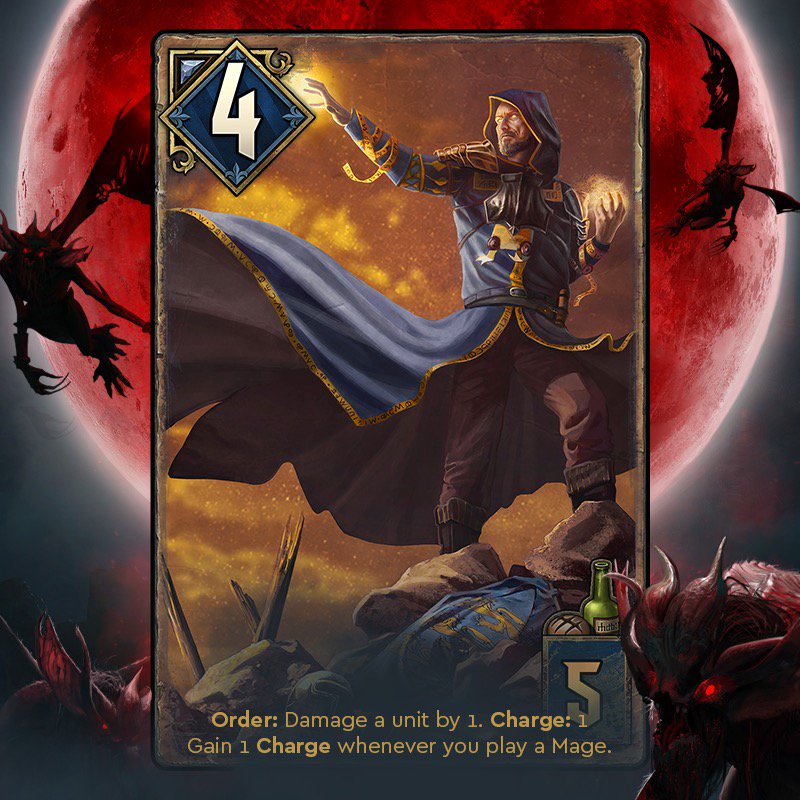 Carta "Mago di Cintra" Gwent, espansione Crimson Curse