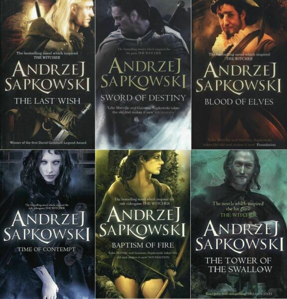 Alcune delle copertine dei romanzi della saga di The Witcher