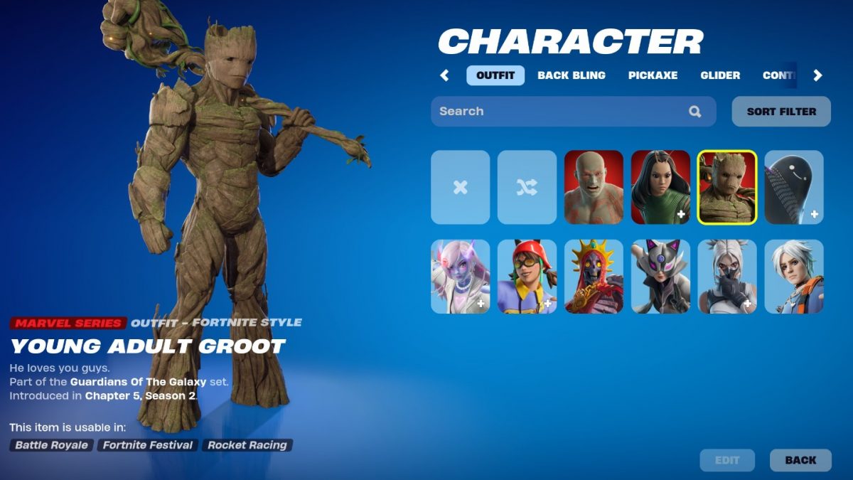 Su Fortnite sono in arrivo le nuove skin di Guardiani della Galassia: confermati Groot, Mantis e Drax